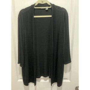 Chicos Travelers Cardigan Open Syle Size 3 (XL) Black Ribbed